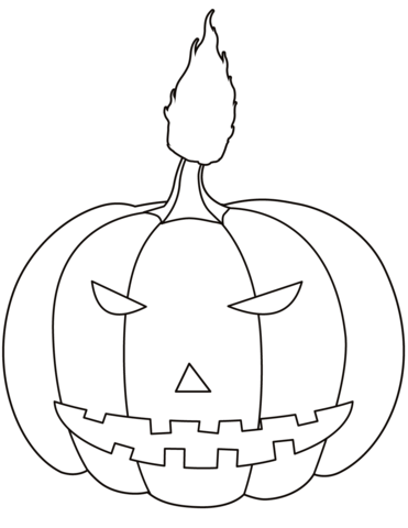 Coloring page pumpkin with a lit candle